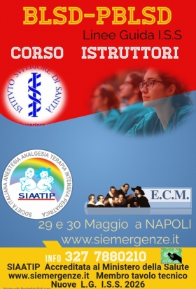 MAGGIO 2026  CORSO ISTRUTTORI BLSD a Villaricca   ( NA) - Scuola Italiana Emergenze  APS