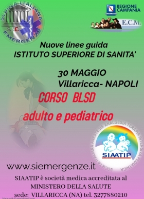 CORSO BLSD NAZIONALE  adulto e pediatrico 30 MAGGIO - Scuola Italiana Emergenze  APS