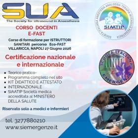 CORSO ECO FAST   DOCENTI SANITARI  € 490,00 NOSTRI SOCI-   € 690,00 NON SOCI - Scuola Italiana Emergenze  APS